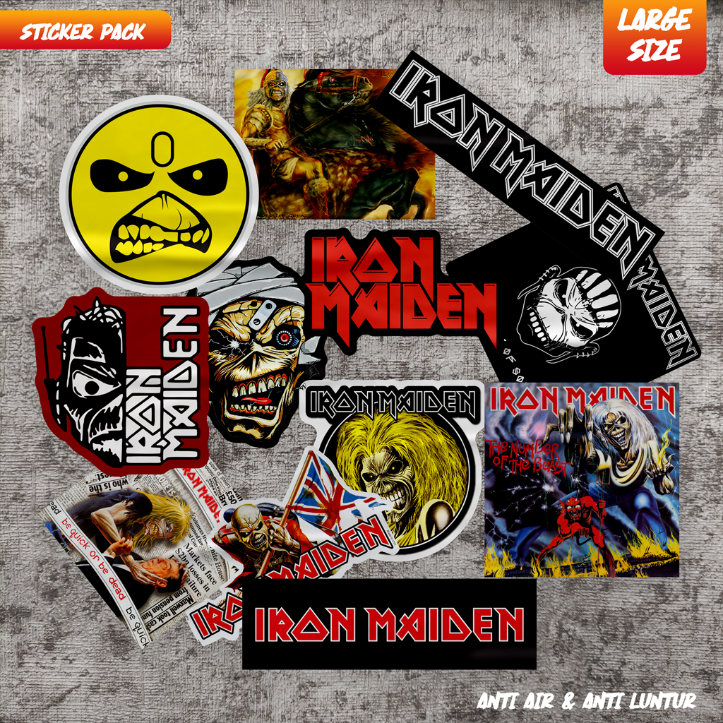 Stiker Band Iron Maiden Large Size 12 Pcs Case HP Laptop Helm