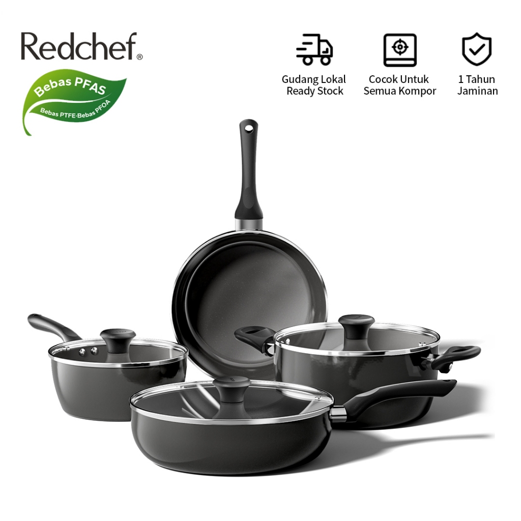 Redchef Nonstick Ceramic Rock Sea Series Cookware Non PFAS PTFE & PFOA Suitable For All Stovetops Wo