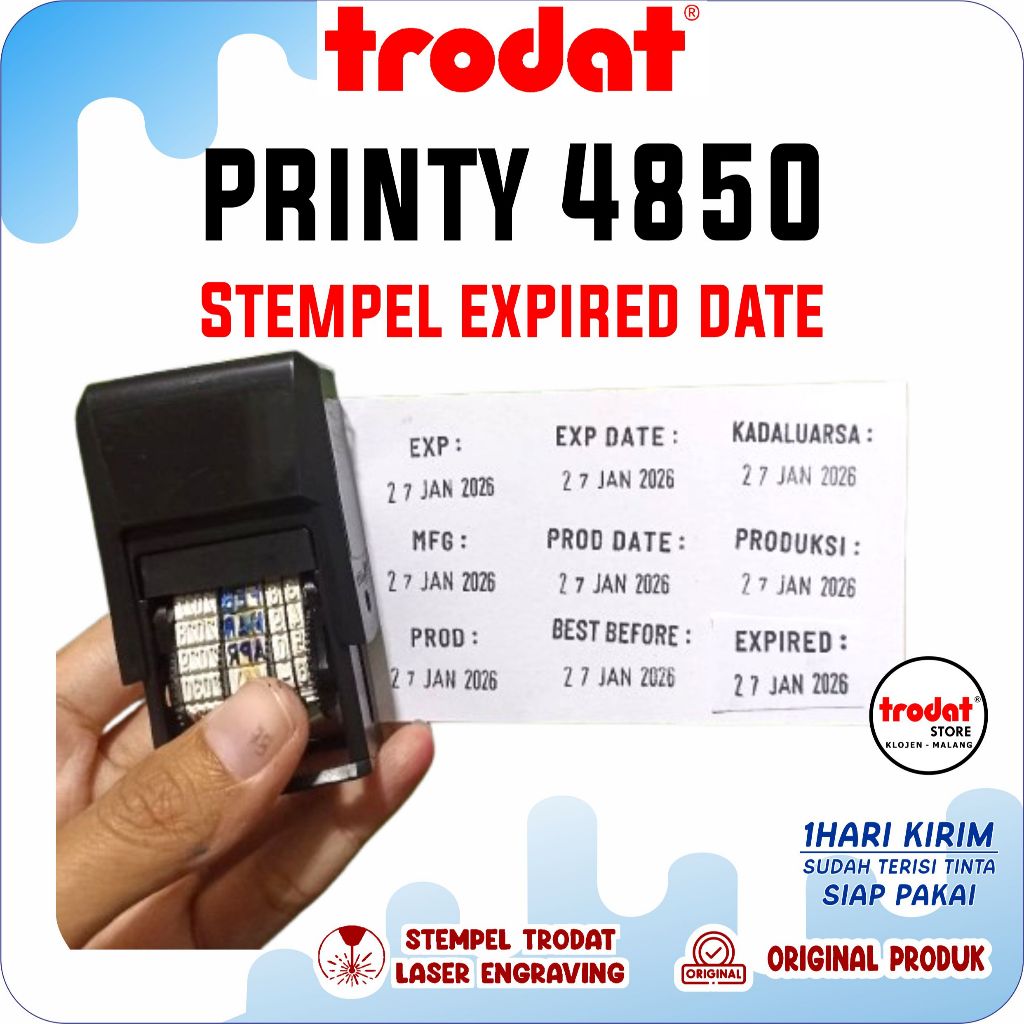 Stempel Expired Date Kemasan Otomatis/ Stempel Trodat 4850 / Stempel Teks Tanggal Otomatis