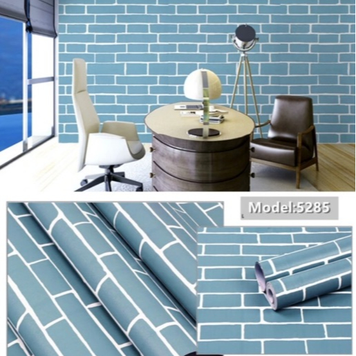 Wallpaper Dinding / Wallpaper Sticker BATA BIRU List PUTIH