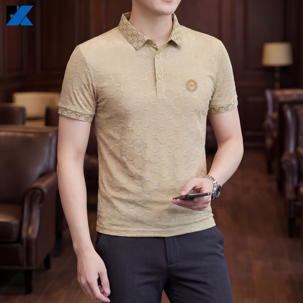 Kilas Kemeja lengan pendek pria/Kemeja polo lengan pendek pria/kemeja polos pria/Putih/hitam/Khak