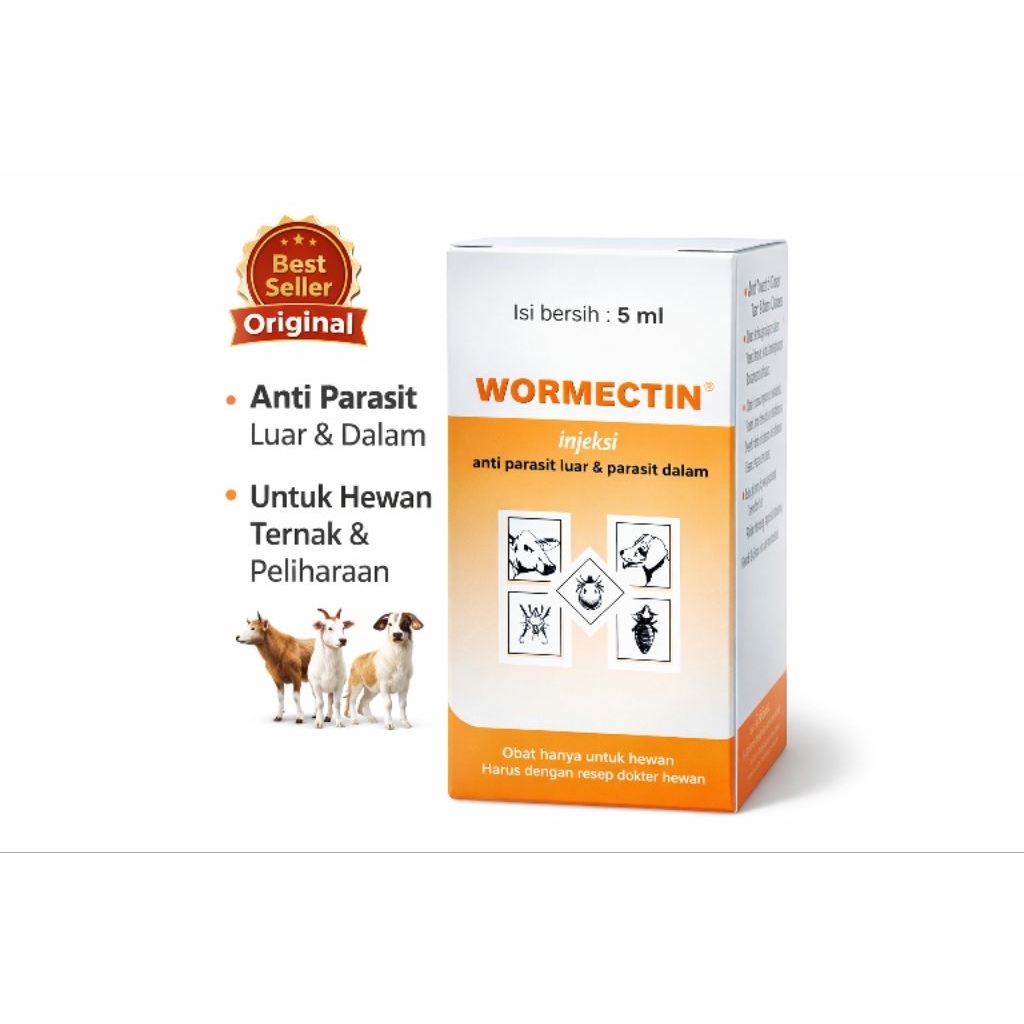 Wormectin Injeksi 5ml Obat Gudik untuk Hewan Peliharaan Efektif