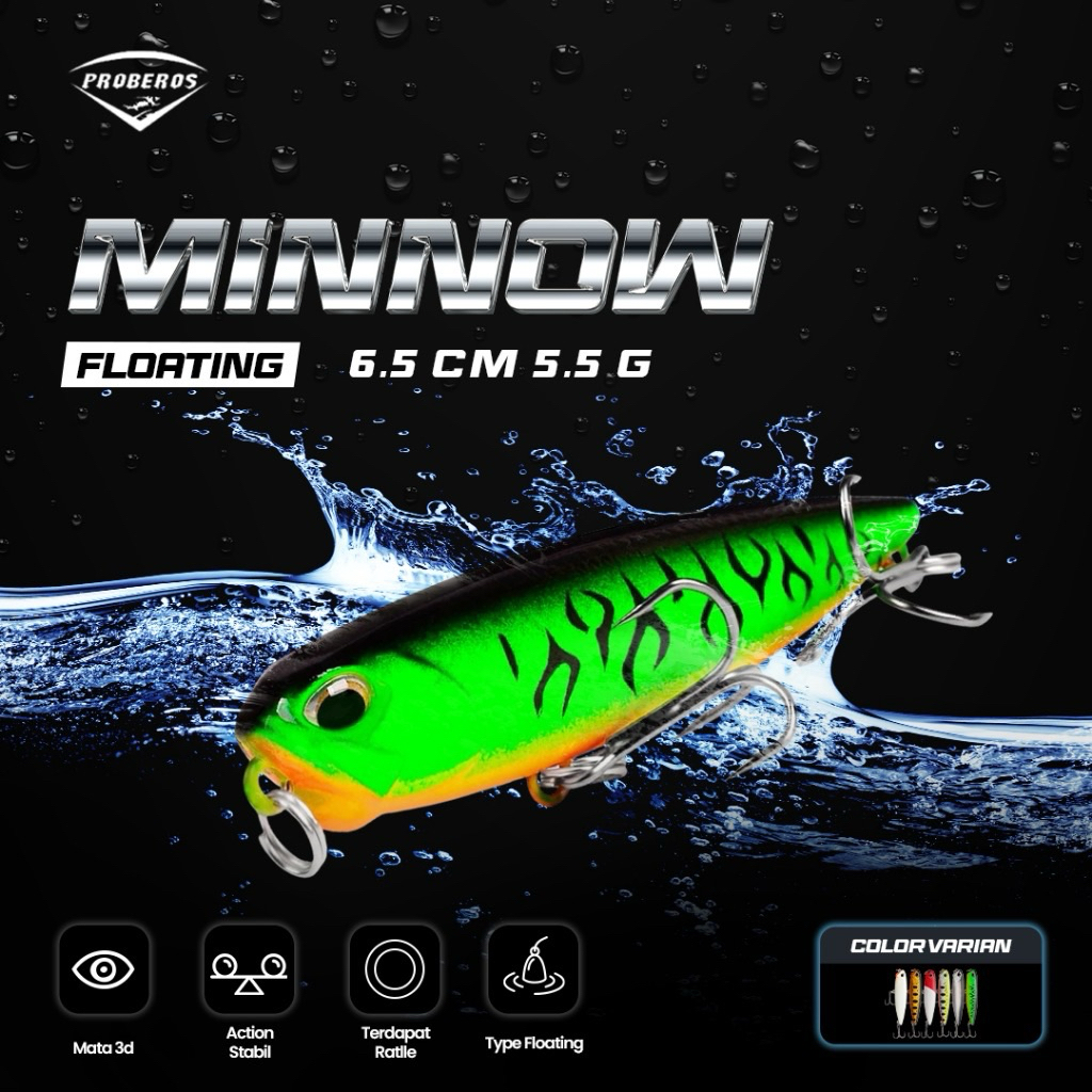 Lure Pencil Lure WTD Killer Proberos 6,5cm / 6gram Floating Good Action Bahan Berkualitas Tahan Kara