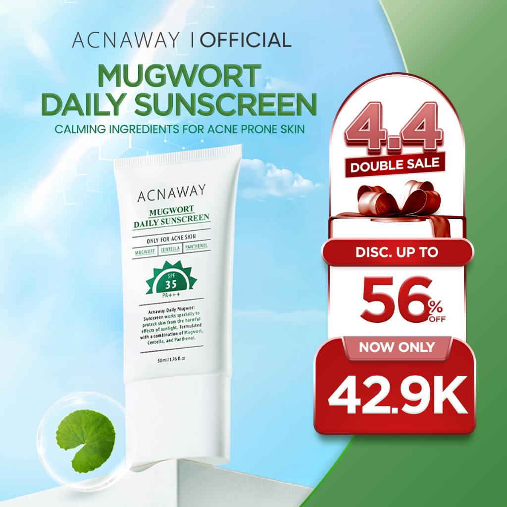 ACNAWAY Mugwort Daily Sunscreen SPF 35 PA+++ – Sunscreen Wajah Ringan UV Protection Lightweight No W