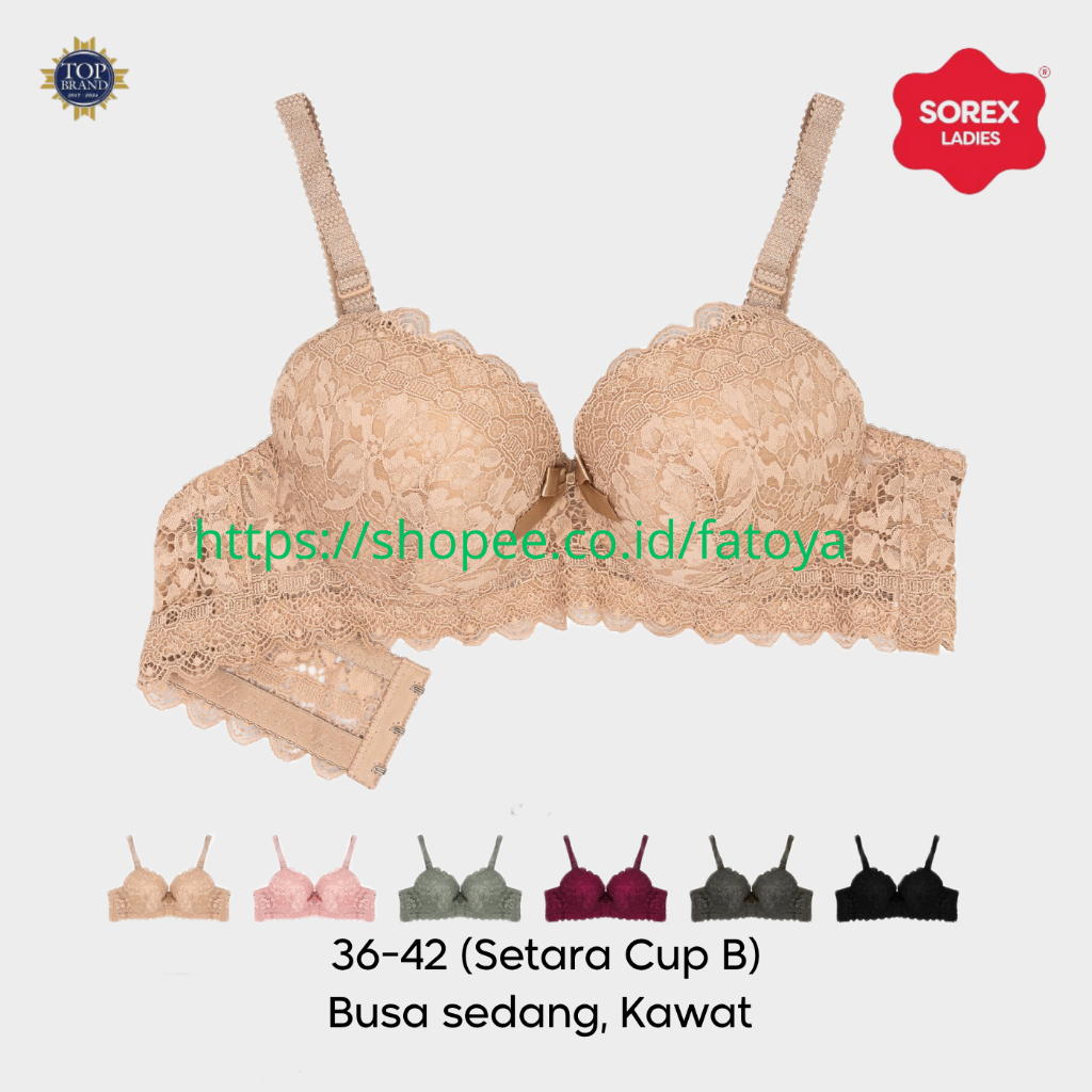 SOREX Bra BH Brukat Cup B Kawat Busa Sedang Size 36-42