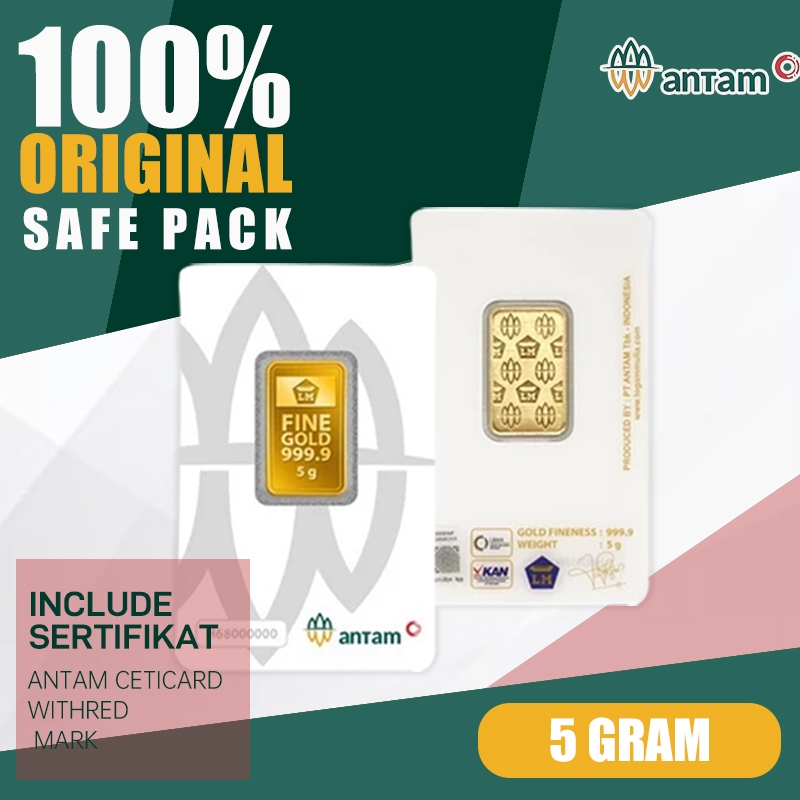 ANTAM 5 GR (GRAM) LOGAM MULIA/LM/EMAS BATANGAN ANTAM SERTIFIKAT