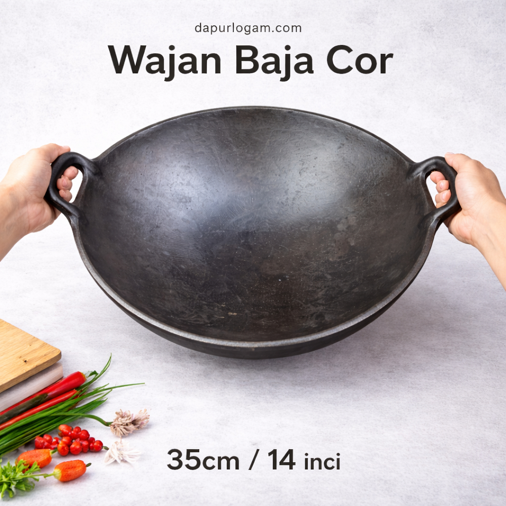 WAJAN BAJA COR 14" 35CM/ WAJAN KUALI BAJA/ WOK BESI COR/ WAJAN JUMBO / PRE SEASONED