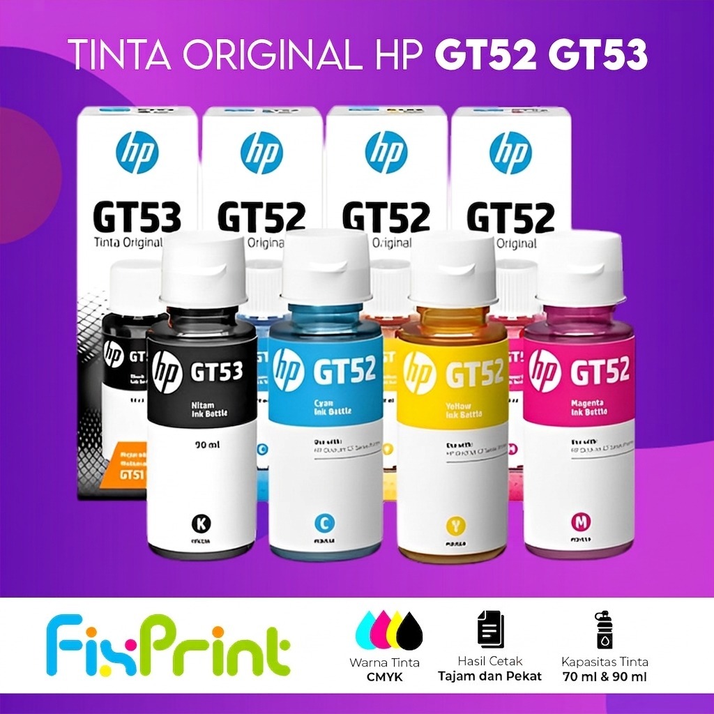 FixPrint Tinta Original HP GT52 GT53 Printer Ink Tank  115  315 319 415 419 Smart Tank 580 520 210 5