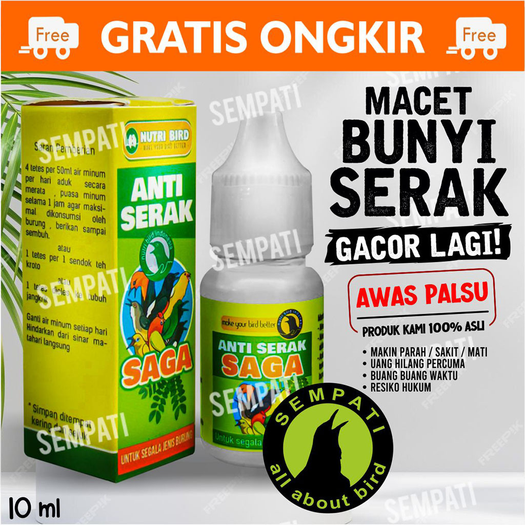 SEMPATI Saga Anti Serak Nutribird Obat Burung Serak Batuk Lendir Radang Tenggorokan Sariawan Obat An