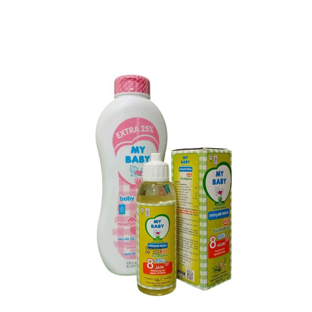 My Baby Baby Powder Paket Set Bedak 113gr+ Minyak Telon 60ml- Paket Perawatan Kulit Bayi