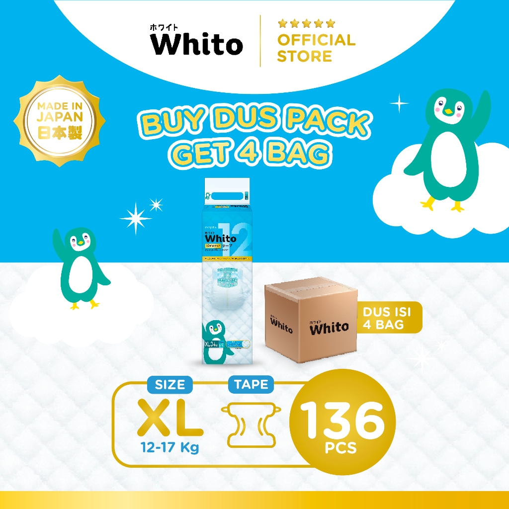 Nepia Whito Diapers Tape XL34 (4 Pack)