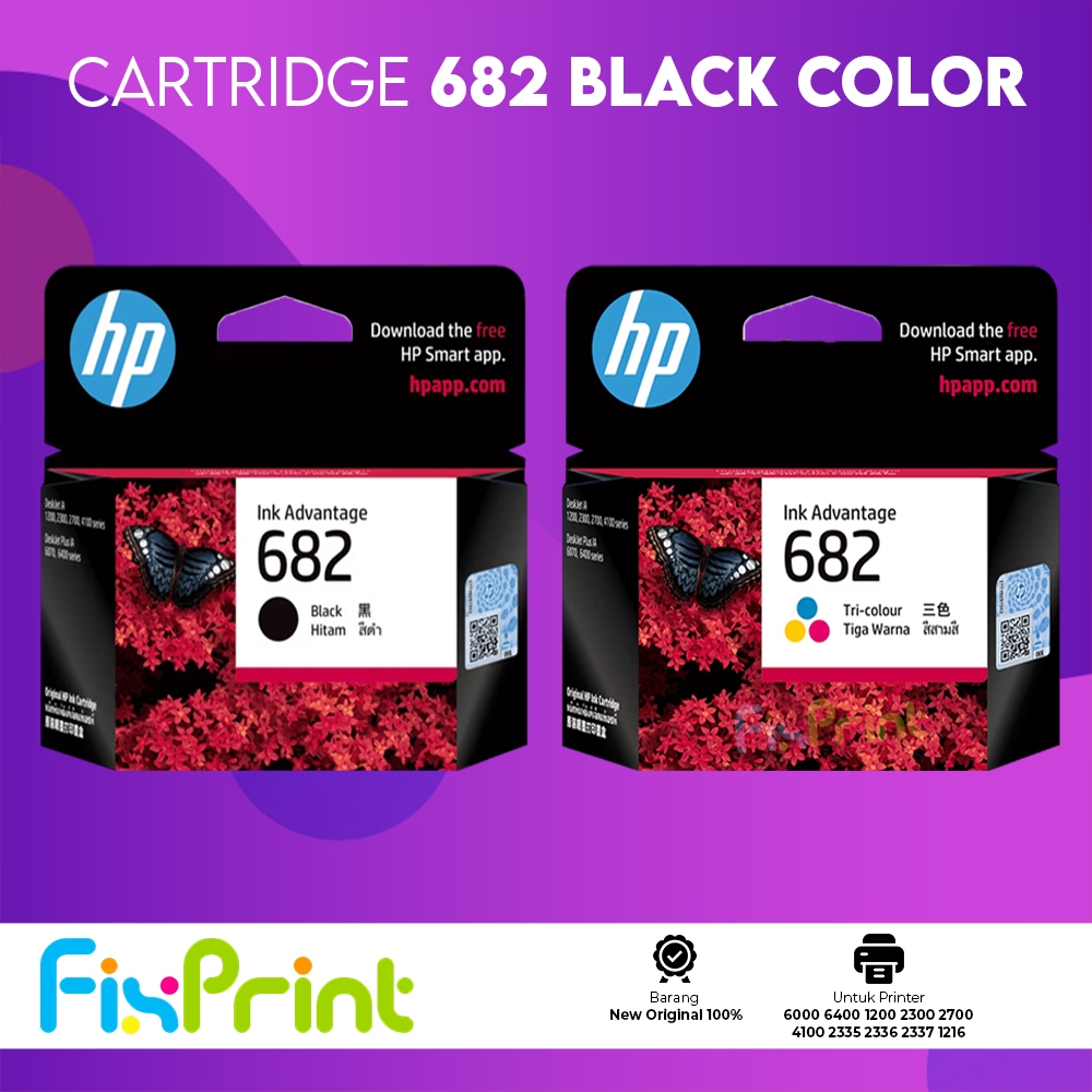 FixPrint Cartridge Tinta HP 682 Black Color Original Printer Deskjet 2335 2336 2337 1216 2875 2775