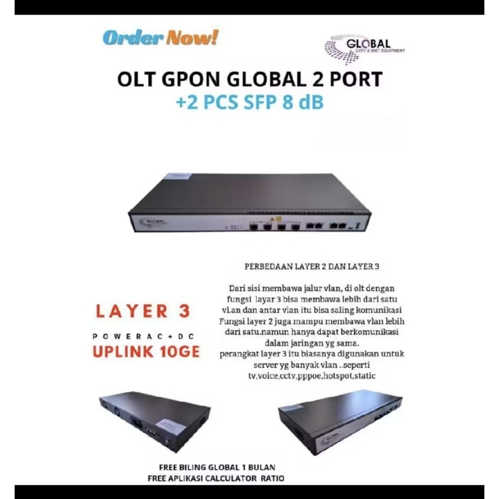 OLT GPON GLOBAL 2 PORT (GL-G02-AD)