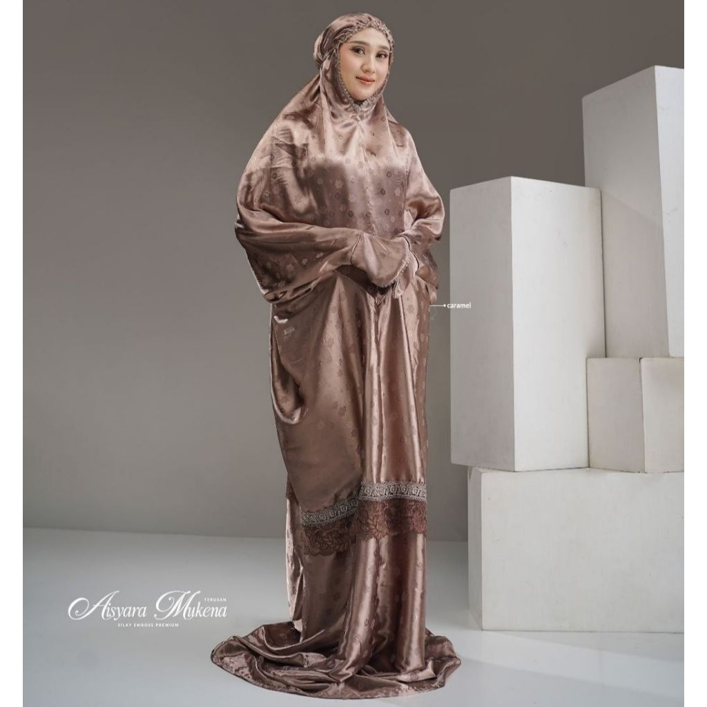 Aisyara Mukena ORI by Nadheera Luxury || Mukena Dewasa Terusan - Silky Emboss Premium X Lace Premium