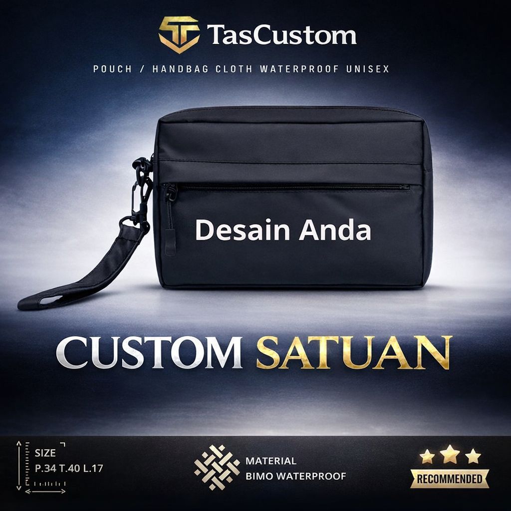 Custom Satuan Handbag Premium Unisex Waterproof | Clutch Keren Pria Wanita, Pouch Elegan & Stylish