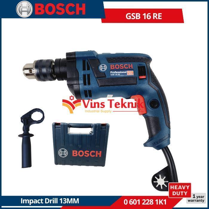 BOSCH GSB 16 RE Mesin Bor Tembok Beton Impact Drill 13MM + Koper 750Watt GSB16RE