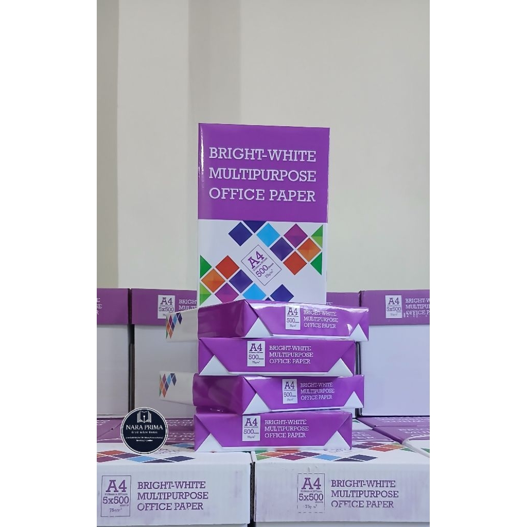 Kertas HVS BMO A4 75 gsm 1 Rim Isi 500 Lembar Bright White Multipurpose Office Paper Untuk Menulis M