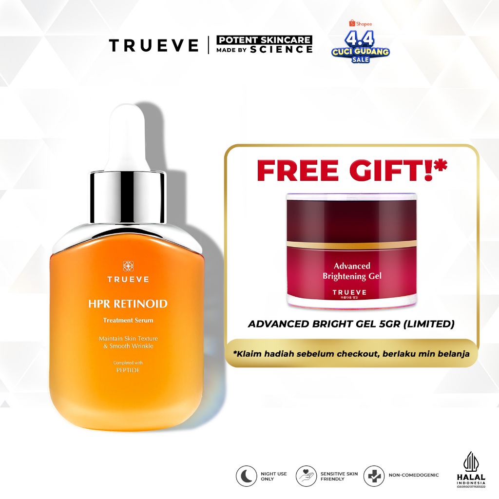 TRUEVE HPR Retinoid Serum 15ml - Mencerahkan Memperbaiki Tekstur Kulit, Menyamarkan Garis Halus, Kul