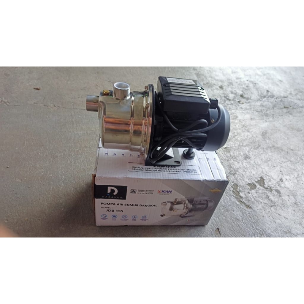 pompa air isi ulang - pompa air semi jet body stenlis merk MCPUMP /DABAVON 100 watt ( JMC1SS / JDB1S