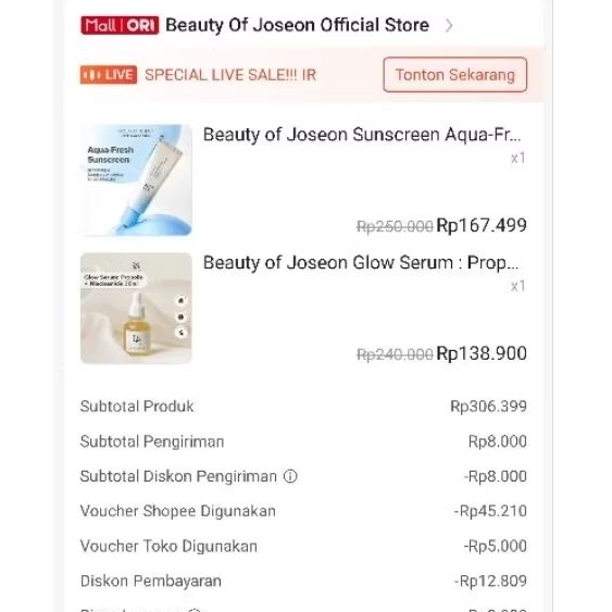 sunscreen & serum joseon of beauty