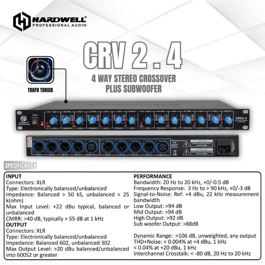 Crossover Hardwell CRV 2.4 Original 4 Way Stereo Crossover Plus Subwoofer TERBAIK