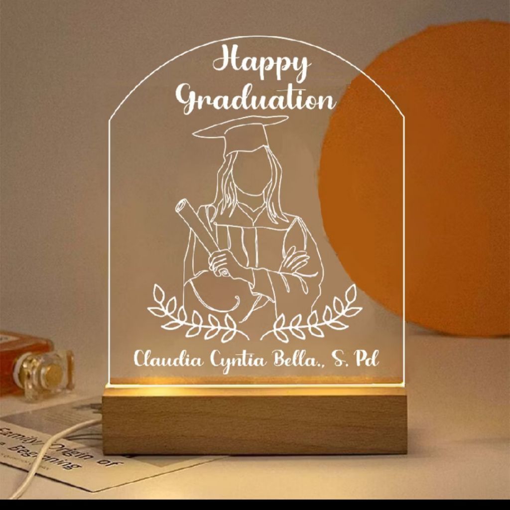 Souvenir Akrilik Lampu LED, wedding, wisuda, ulang tahun