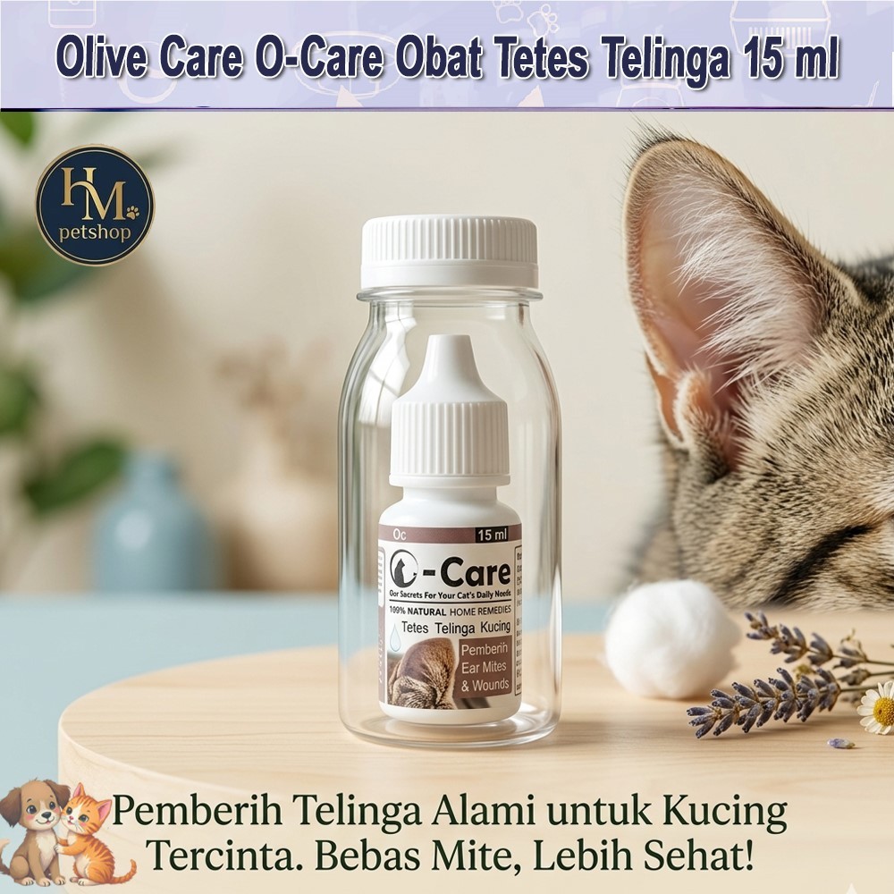Olive Care Tetes Telinga Kucing - Emulsi Cair, Aman untuk Ibu Kucing Hamil, Penyembuhan Radang Telin