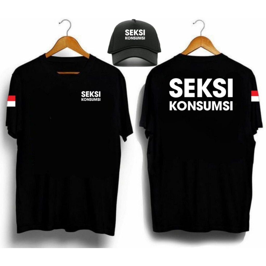KAOS PENDEK SEKSI KONSUMSI FREE TOPI MOTIF DEPAN BELAKANG