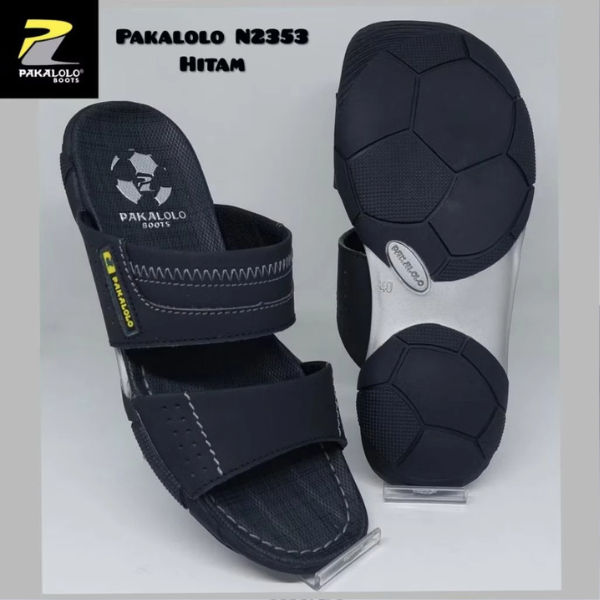 Sandal Kulit Pria Pakalolo Model Selop Hitam - Desain Stylish, Nyaman Dipakai, Tersedia Berbagai Uku