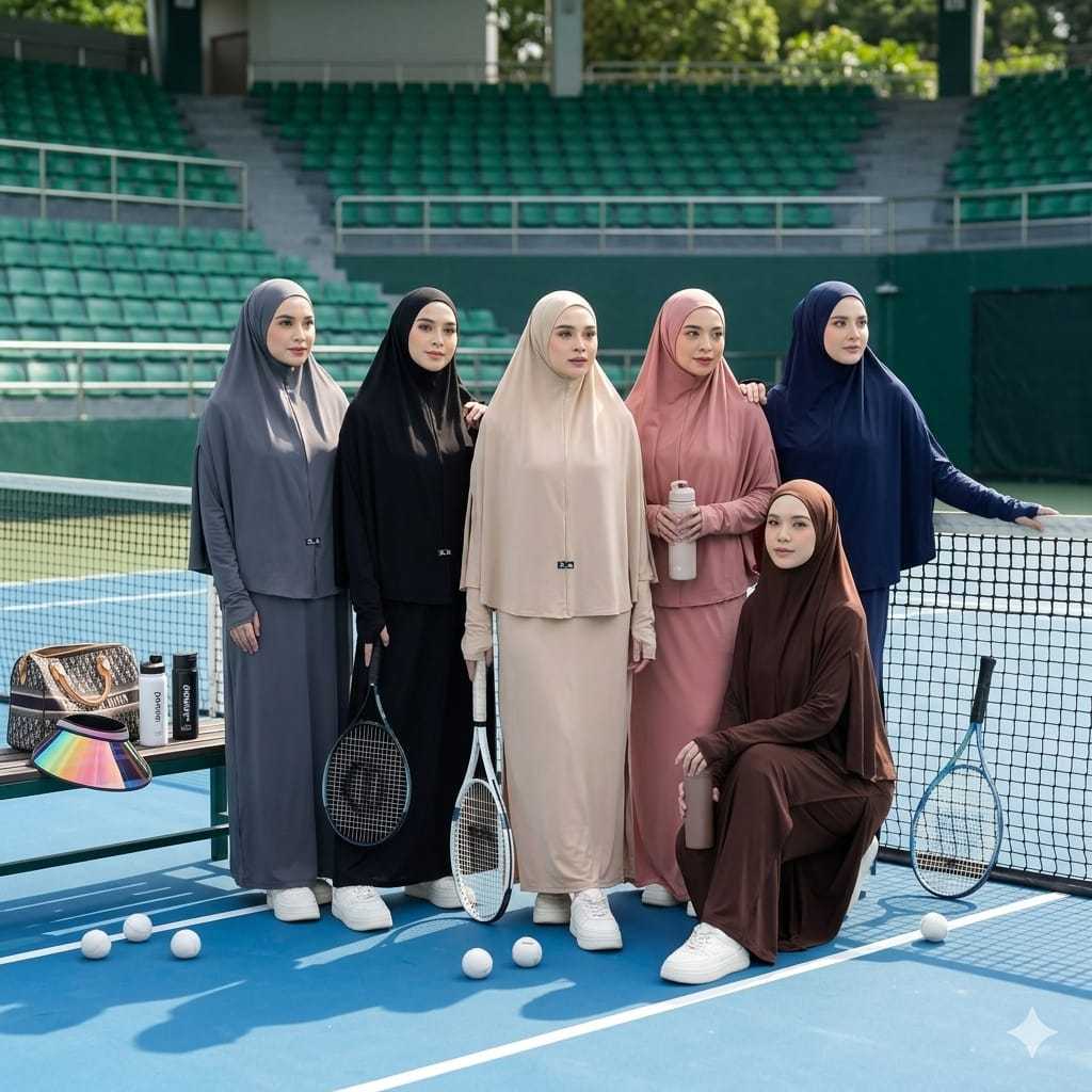 Setelan Olahraga Rok Celana Wanita Muslimah Syar'i Outfit Sport Jogging Yoga Tenis Padel Kekinian
