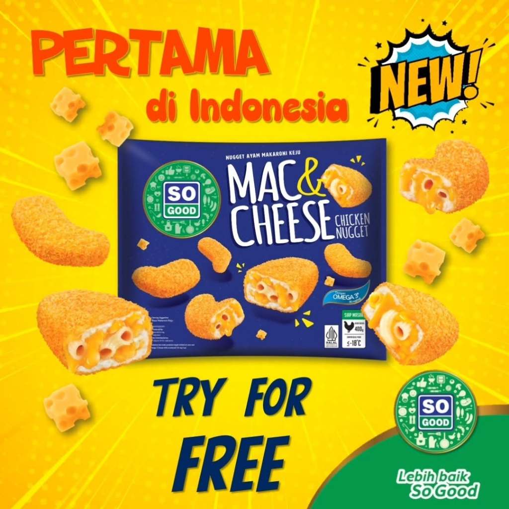 SO GOOD Mac & Cheese Chicken Nugget 400gr - Nugget Ayam Keju - Kheiza frozen