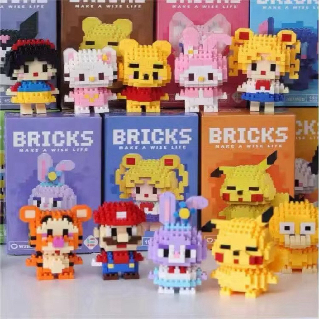 Nano Block Mini Brick Karakter (Normal Size) -  Lego Mini Mario Cinnamoroll Stitch Elsa Pikachu Kuro
