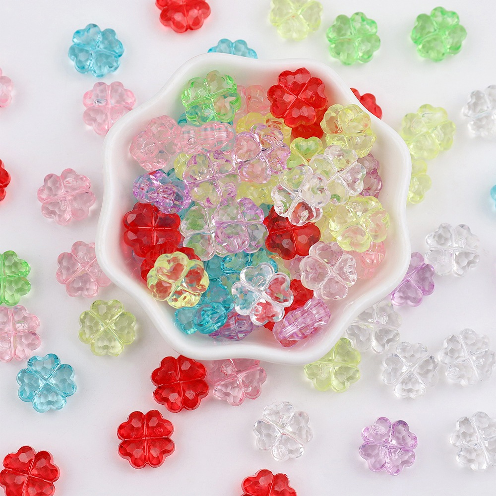 [COD&50PCS]11mm Perhiasan DIY semanggi berdaun empat yang mengkilap