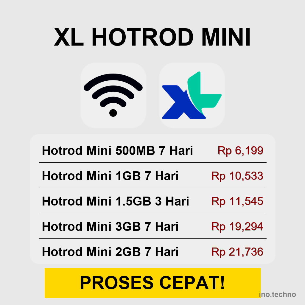 Kuota XL Hotrod Mini Murah 500MB 1GB 2GB 3GB | Paket Internet XL 3 Hari 7 Hari Proses Cepat