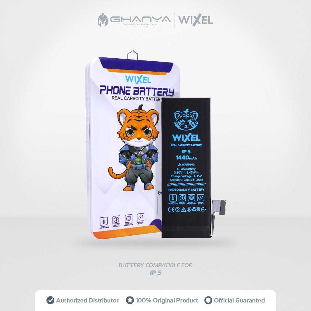 WIXEL Baterai Iphone 5 / Iphone 5G Batre Batrai Battery Dual Double Power HP Handphone Apple Ip Ori 