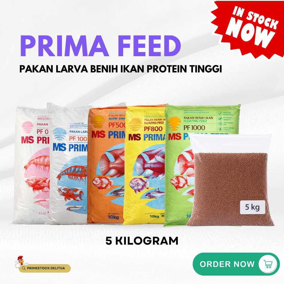 PRIMA FEED 5Kg PF0 PF100 PF500 PF800 PF1000 – Pakan Larva & Benih Ikan