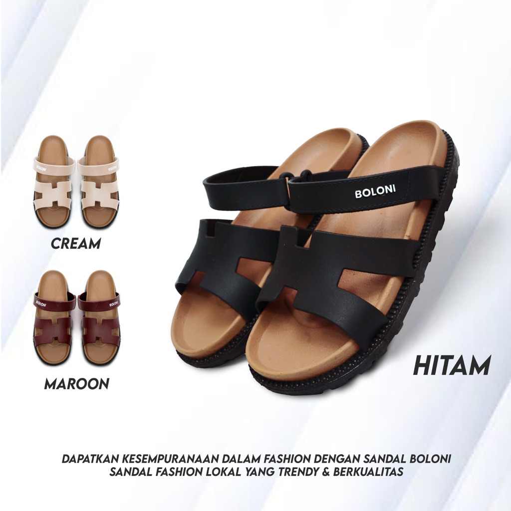 HASNA Sandal slop cewek kekinian / Sandal slop nyaman BOLONI