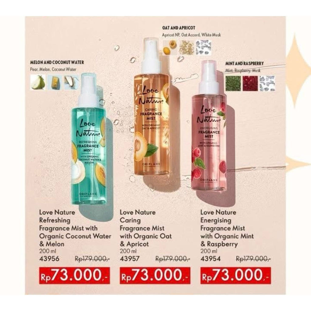 Love Nature Energising Fragance Mist with Organic Mint Raspberry Oriflame