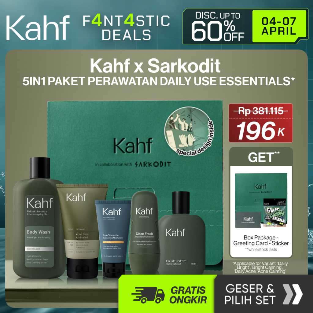 [GET SPECIAL BOX FOR GIFT] KAHF PAKET PERAWATAN DAILY USE ESSENTIALS BUNDLE 5IN1 PERSONAL CARE SET -