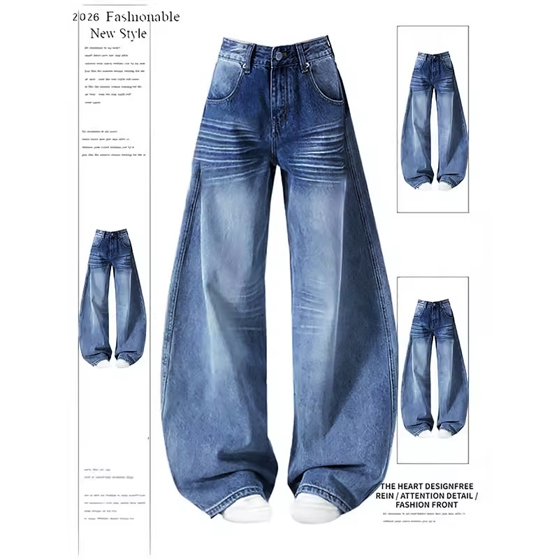 Jeans Premium High waist Biru fashion jeans wanita baggy baggy Jeans Korean