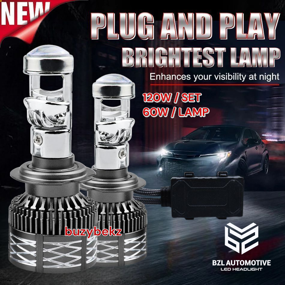 BZL X80 Pro Lampu Led H11 H8 H9 H16 HB4 9006 HB3 9005 H7 H4 Headlamp Foglamp Mobil Laser Mini Projie