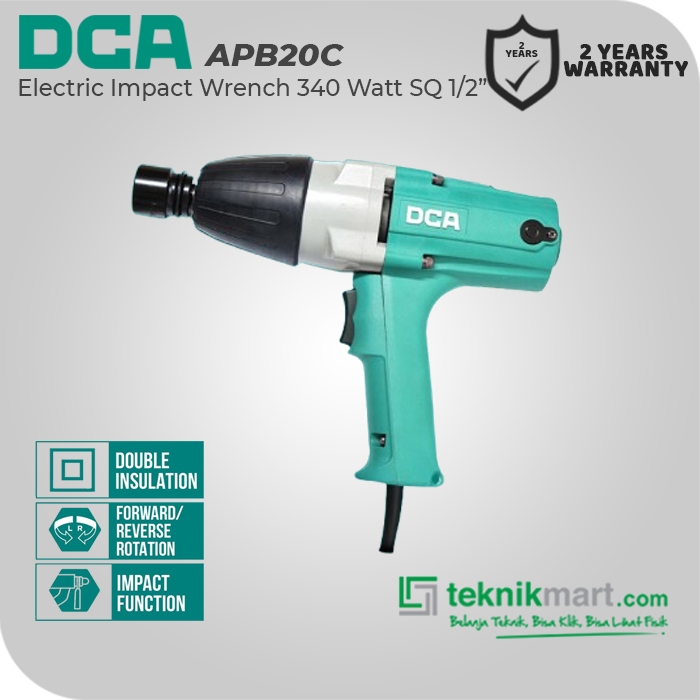 DCA Electric Impact Wrench / Kunci Impact Listrik / Mesin Pembuka Baut Mur 340Watt SQ 1/2" APB20C