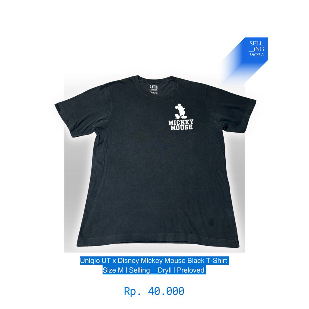Uniqlo UT x Disney Mickey Mouse Black T-Shirt | Size M | Selling__Dryll | Preloved