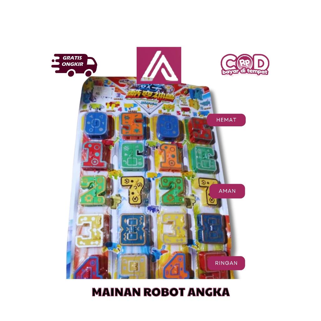 MAINAN ANAK ANGKA HURUF JADI ROBOT OTOBOT EDUKASI