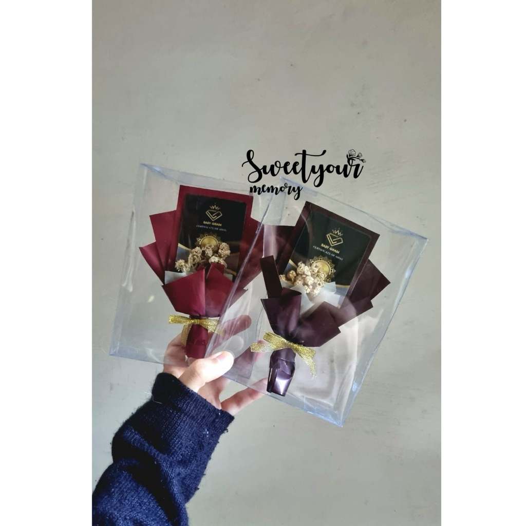 White Baby Gold Mini Bouquet Souvenir | Souvenir Pernikahan | Souvenir Baby Born | Request Souvenir