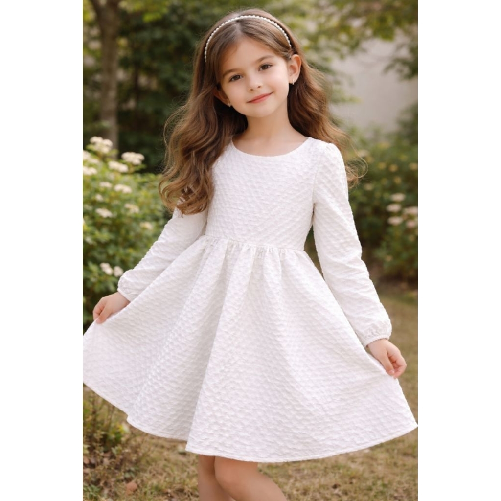 dress putih lengan panjang scuba 6th sale..