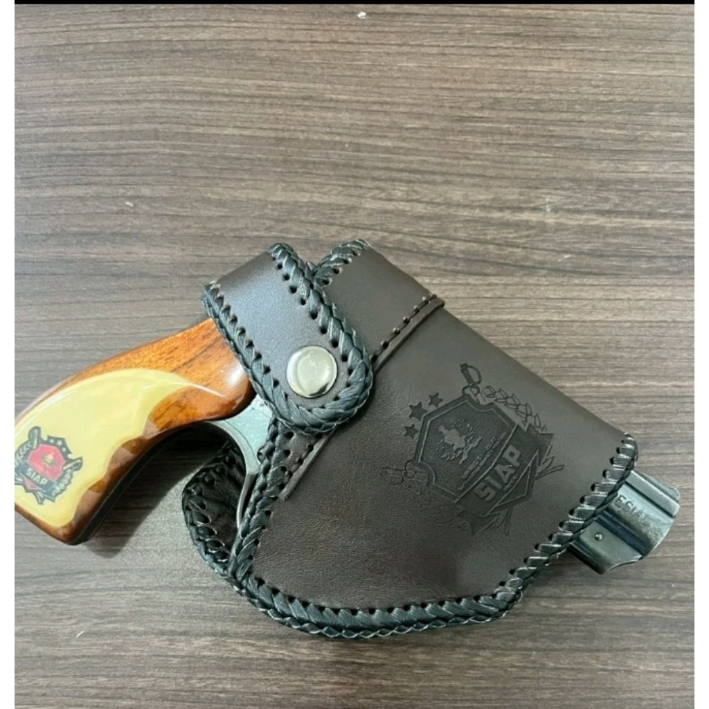 HOLSTER REVOLVER POLRI SARUNG SENJATA KULIT BERKUALITAS MODEL LUAR/ PINGGANG