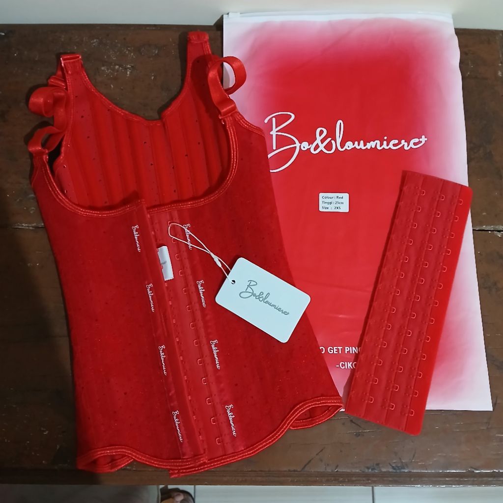 [NEW bukan PRELOVED] CIKOR BONDLOUMIER Korset Longso RED LACE LATEX PREMIUM 25 Tulang + Extender | s