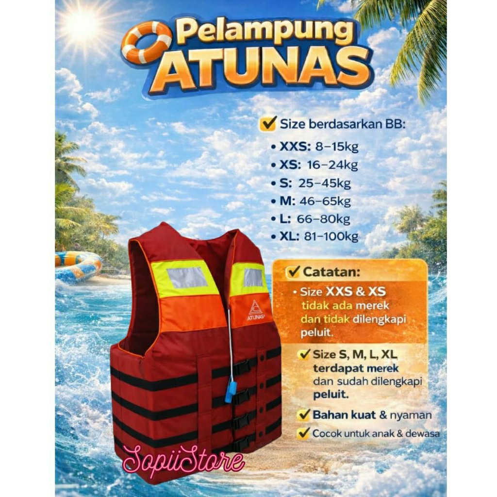 Baju, Jaket,Rompi, Pelampung,Atunas, Dewasa,Dan,Anak,Anak,Remaja.