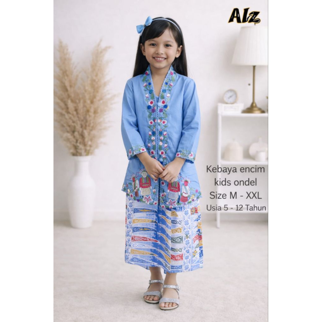 Setelan Kebaya Encim Betawi Motif Ondel-Ondel // Kebaya Ondel Anak // Kebaya Anak Tradisional // Keb